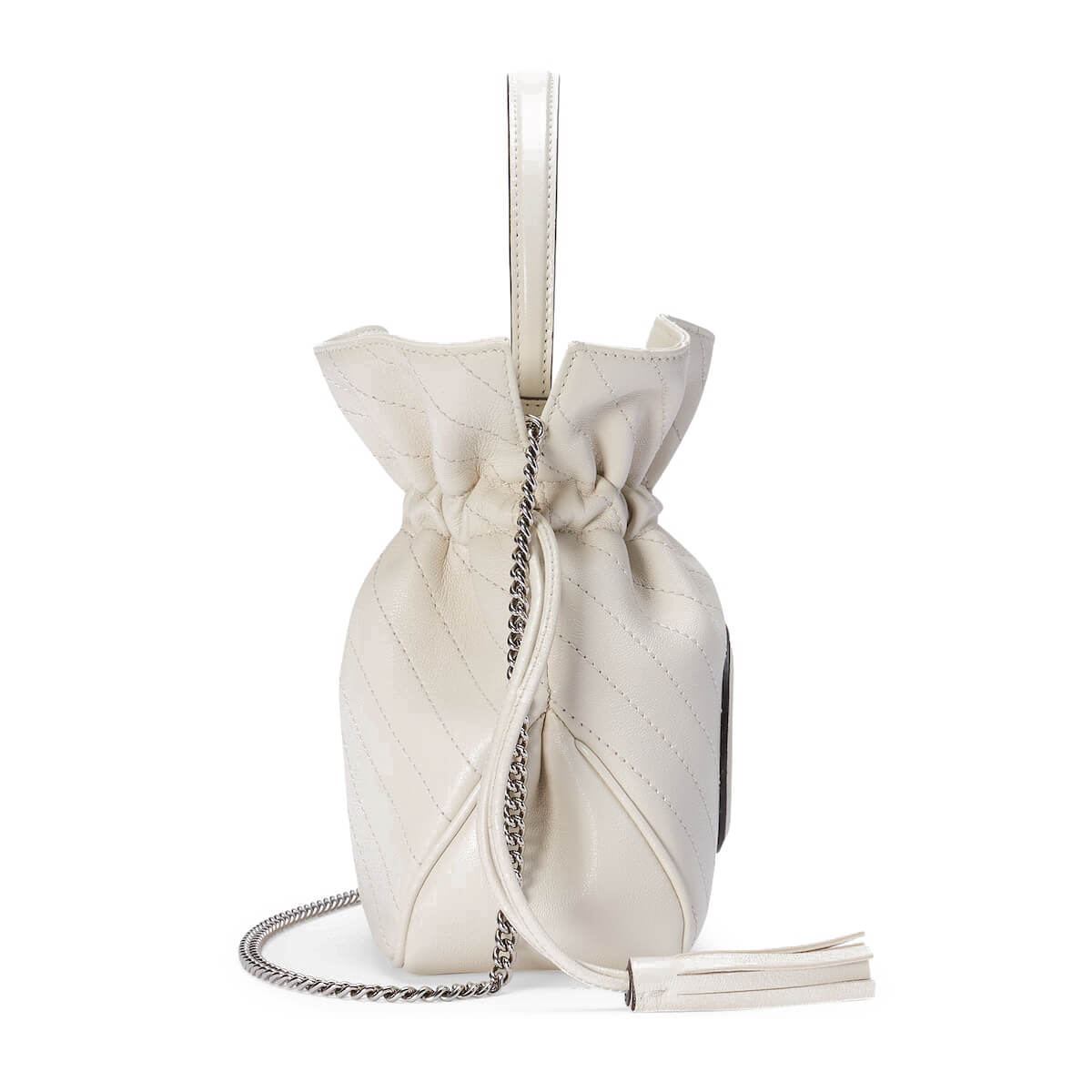 GUCCI Blondie Mini Bucket Bag - White Leather