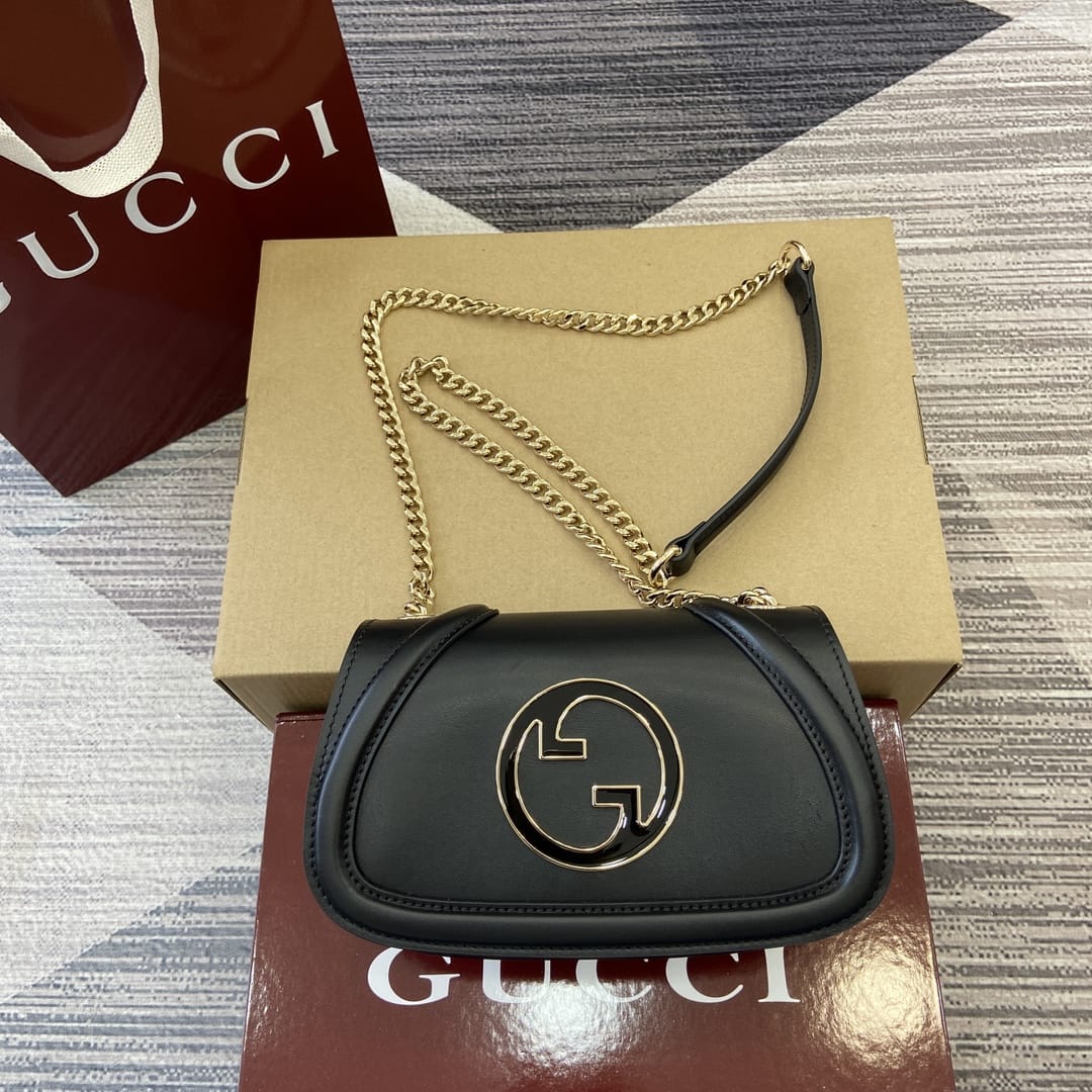 GUCCI Blondie Mini Shoulder Bag - Black Leather