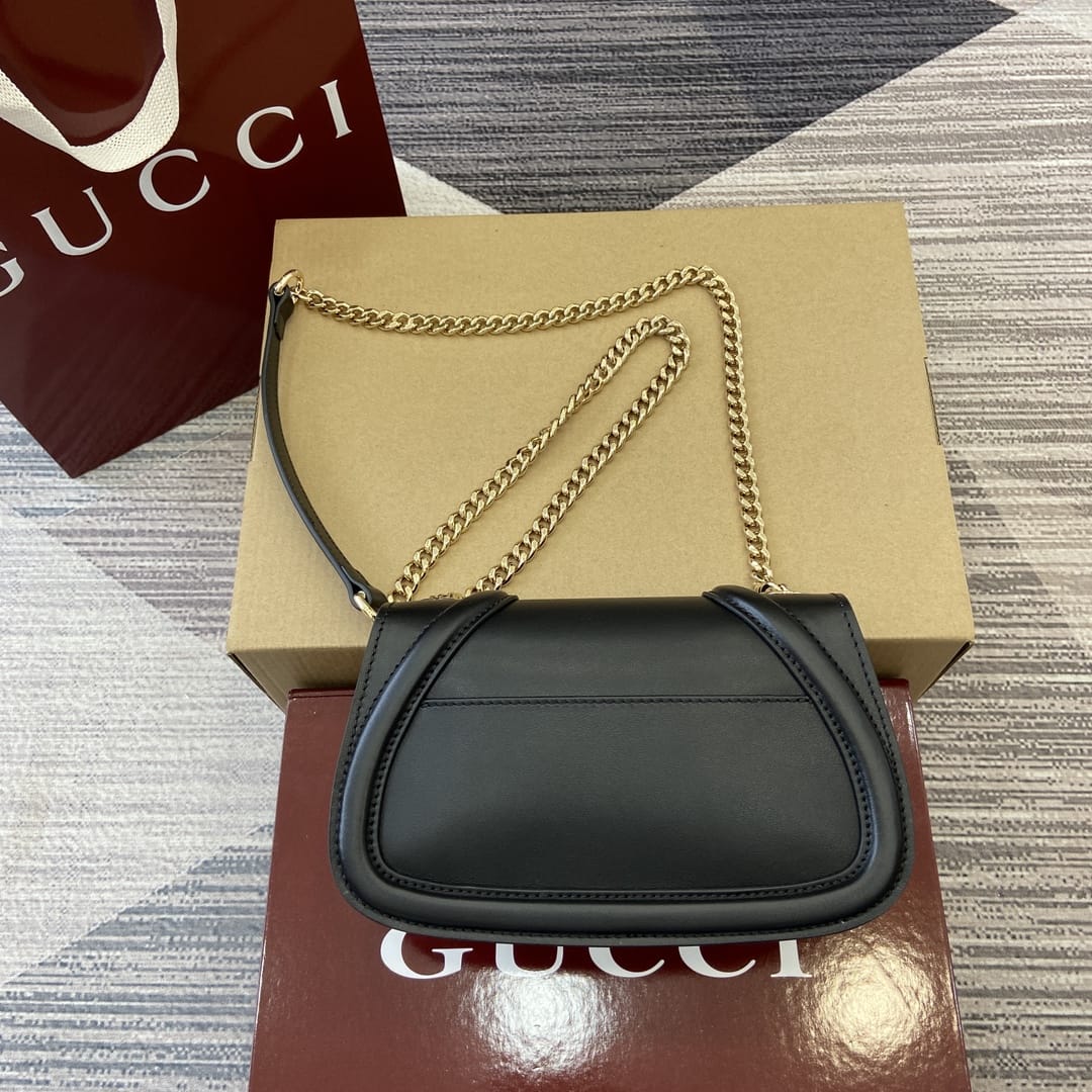 GUCCI Blondie Mini Shoulder Bag - Black Leather