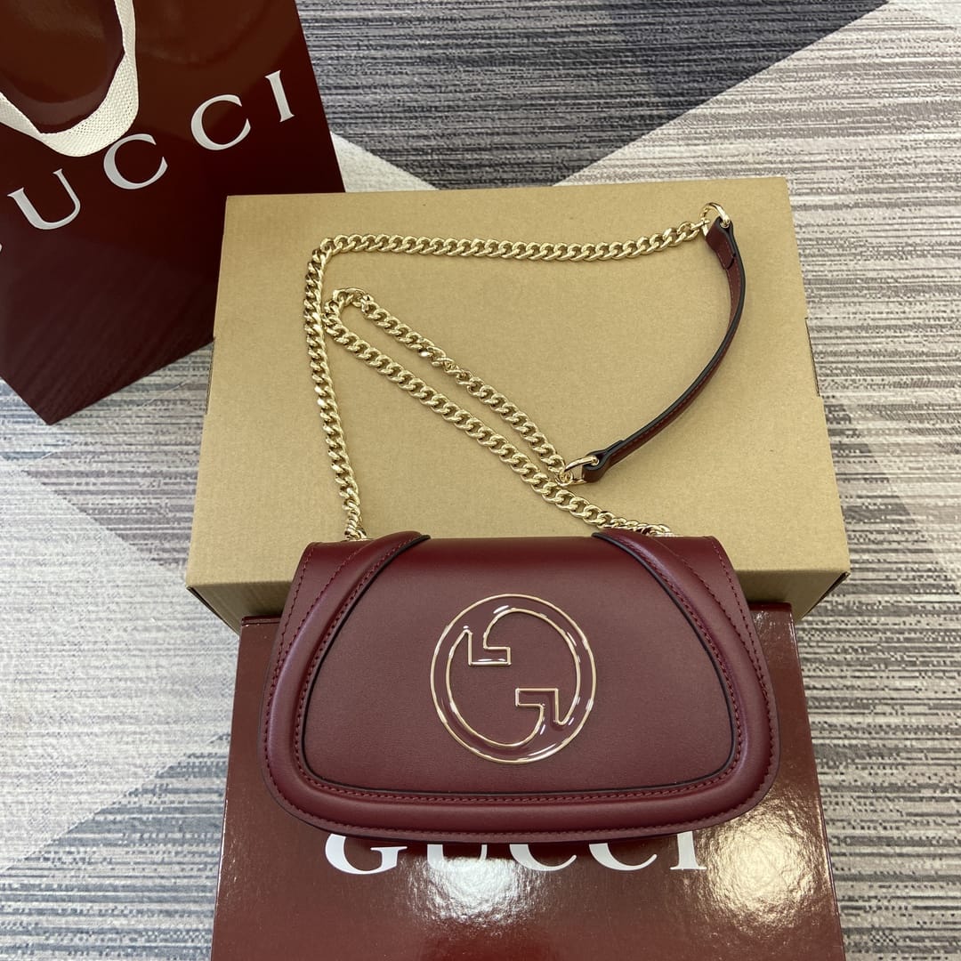 GUCCI Blondie Mini Shoulder Bag - Red Leather