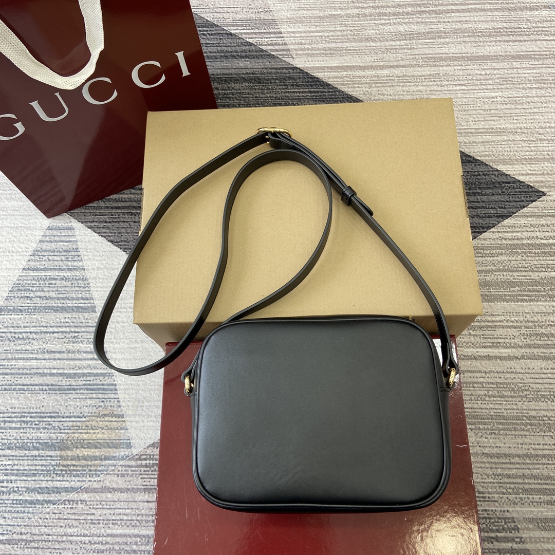 GUCCI Blondie Mini Rectangle Shoulder Bag - Black Leather