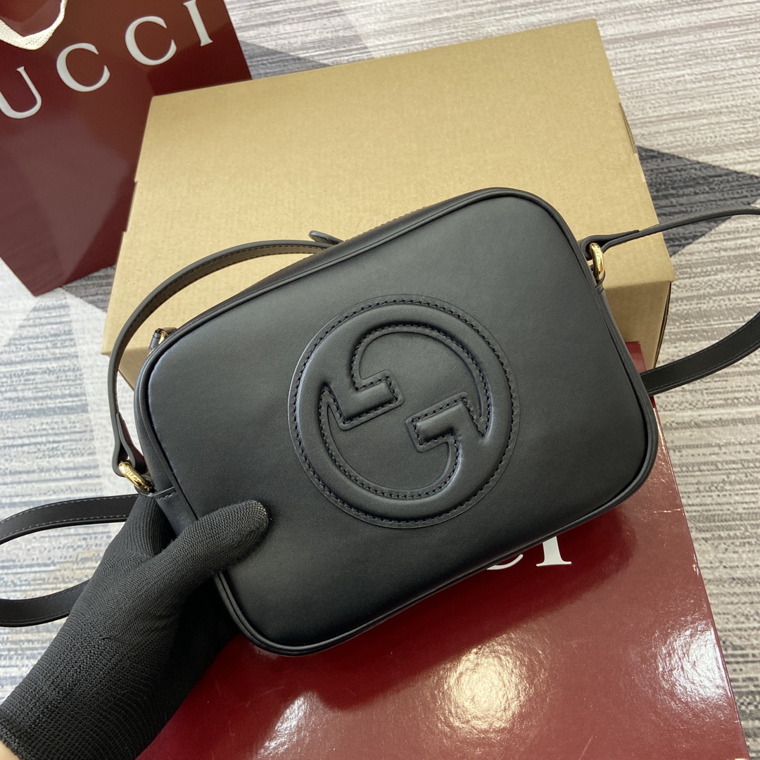 GUCCI Blondie Mini Rectangle Shoulder Bag - Black Leather