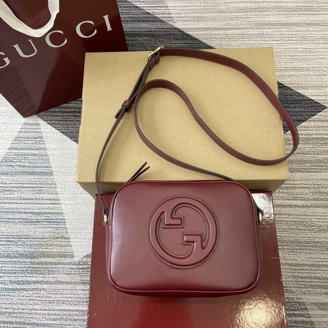 GUCCI Blondie Mini Rectangle Shoulder Bag - Red Leather