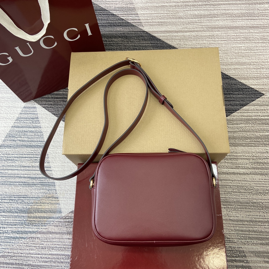 GUCCI Blondie Mini Rectangle Shoulder Bag - Red Leather