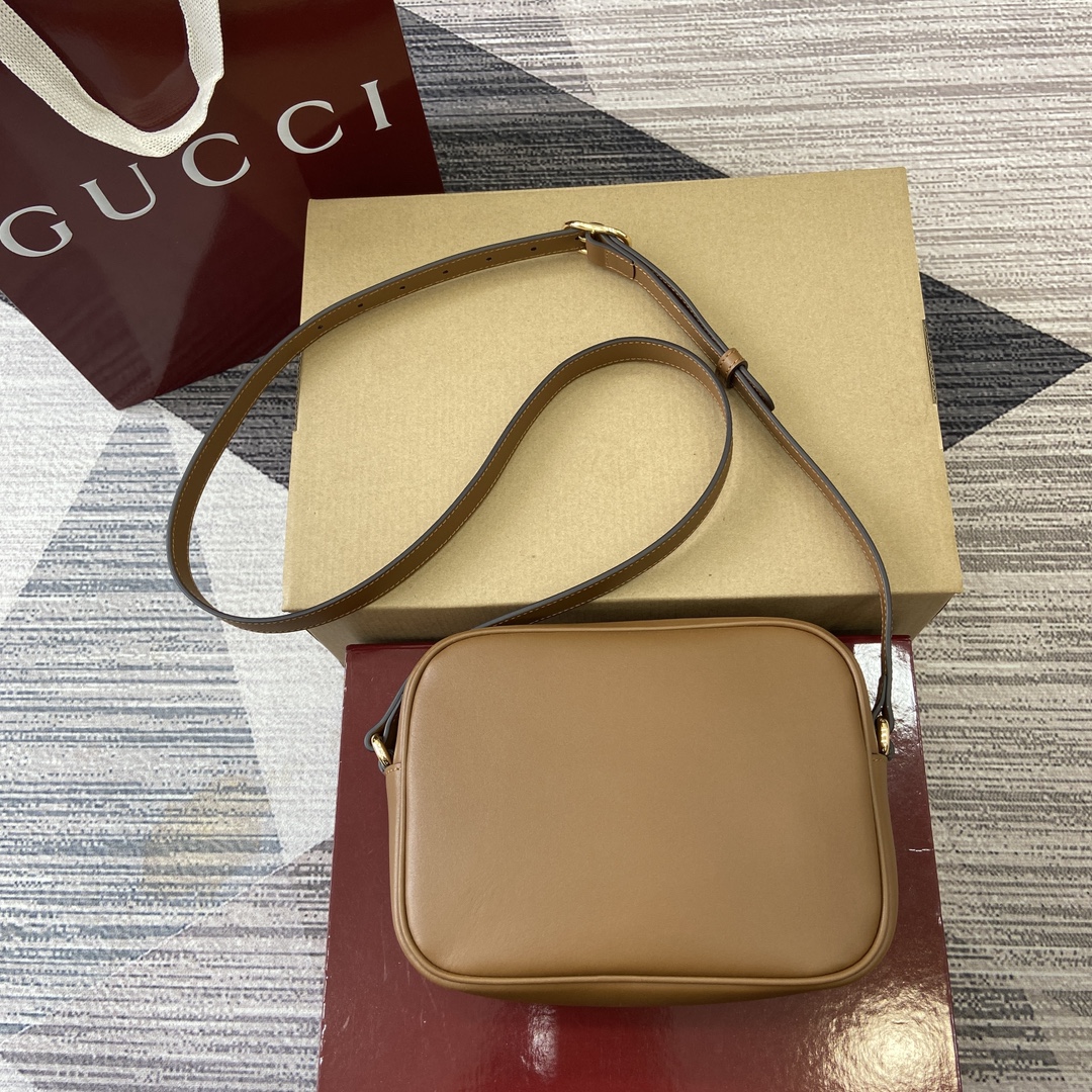 GUCCI Blondie Mini Rectangle Shoulder Bag - Brown Leather