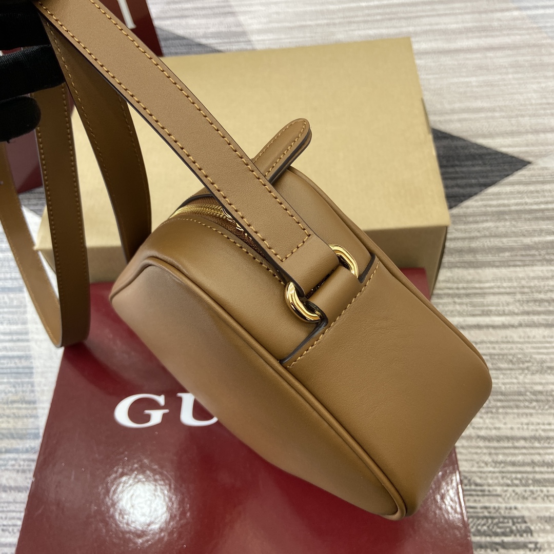 GUCCI Blondie Mini Rectangle Shoulder Bag - Brown Leather