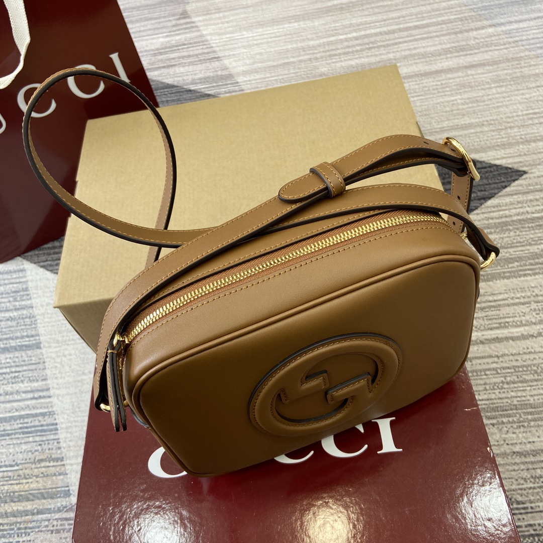 GUCCI Blondie Mini Rectangle Shoulder Bag - Brown Leather