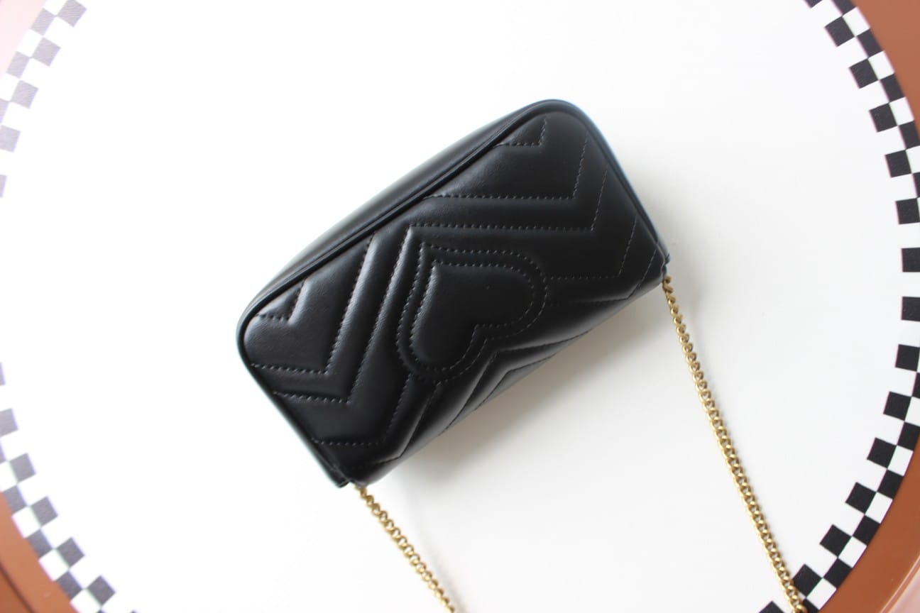 GUCCI GG Marmont Super Mini Shoulder Bag - Black Leather