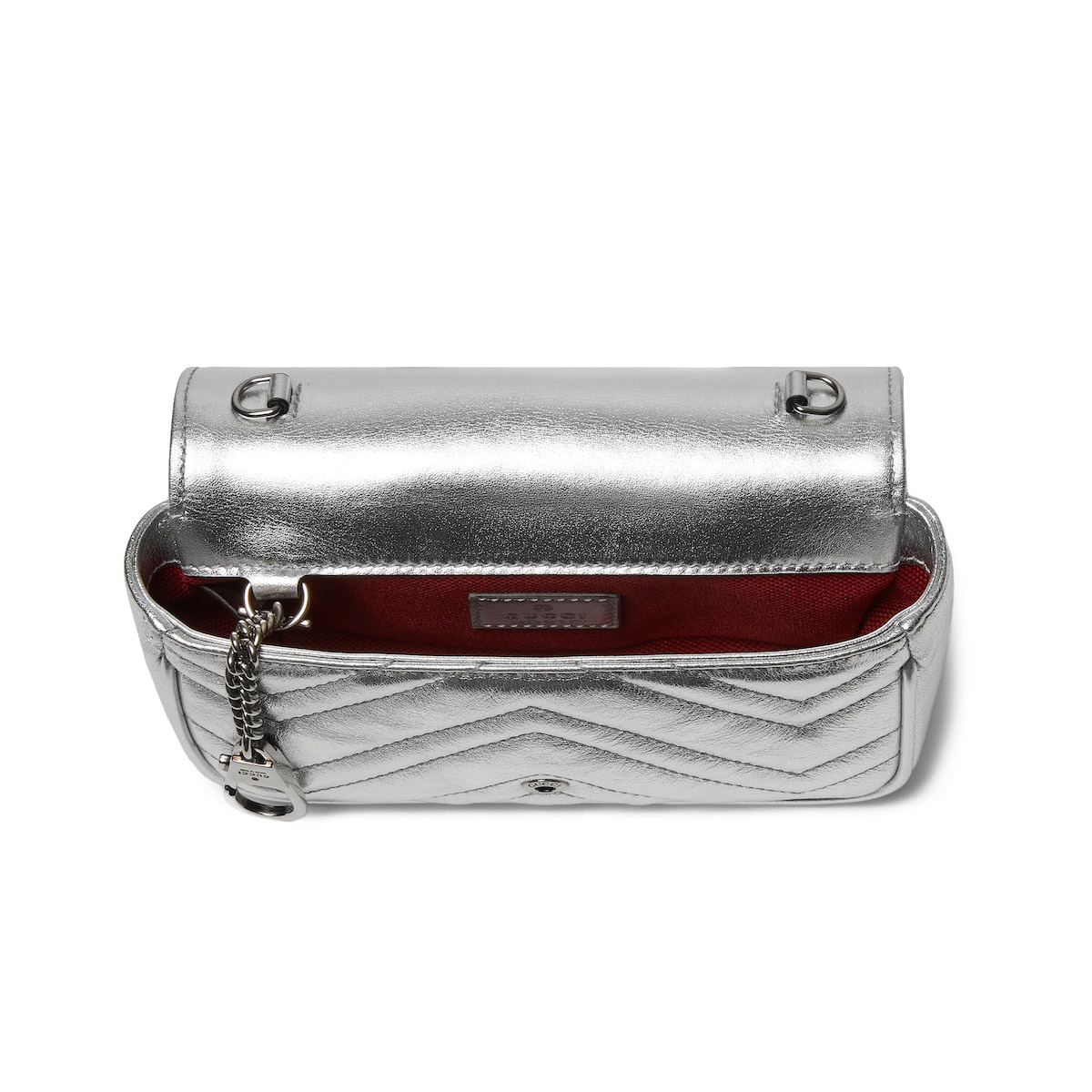 GUCCI GG Marmont Super Mini Shoulder Bag - Silver Leather