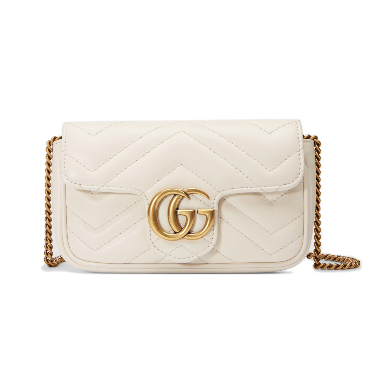 GUCCI GG Marmont Super Mini Shoulder Bag - White Leather