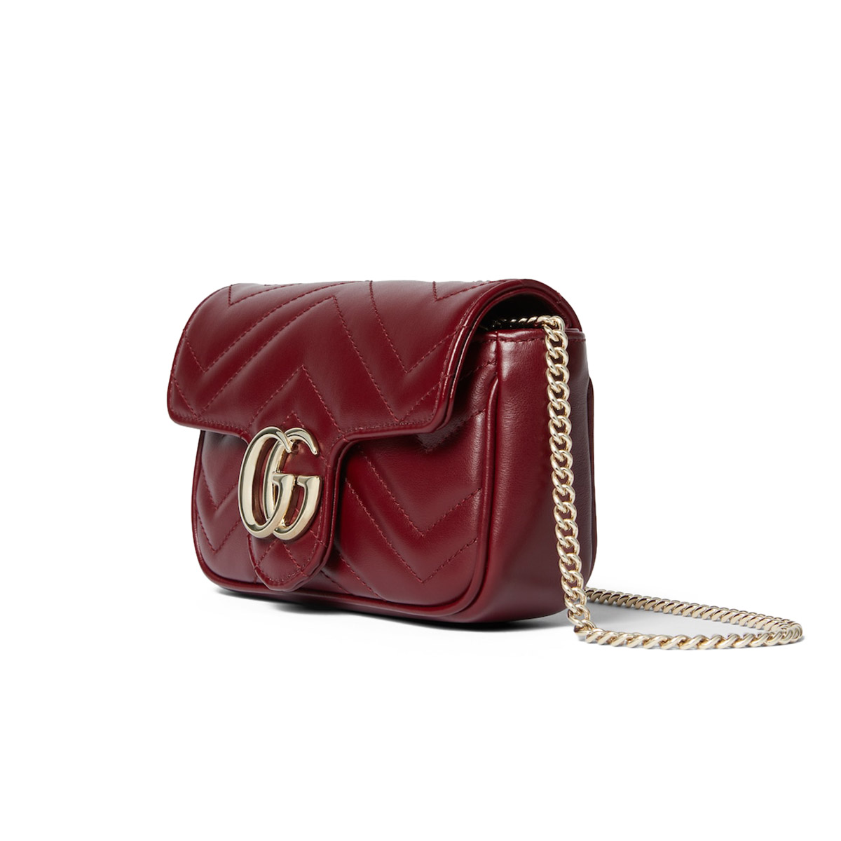 GUCCI GG Marmont Super Mini Shoulder Bag - Red Leather