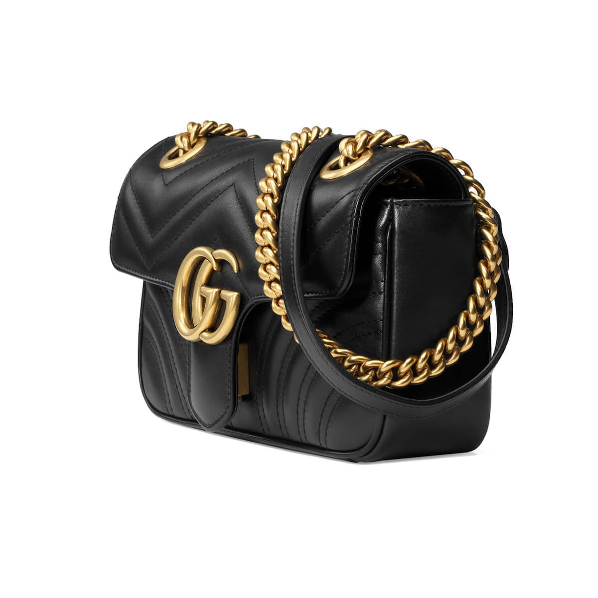 GUCCI GG Marmont Mini Shoulder Bag - Black Leather