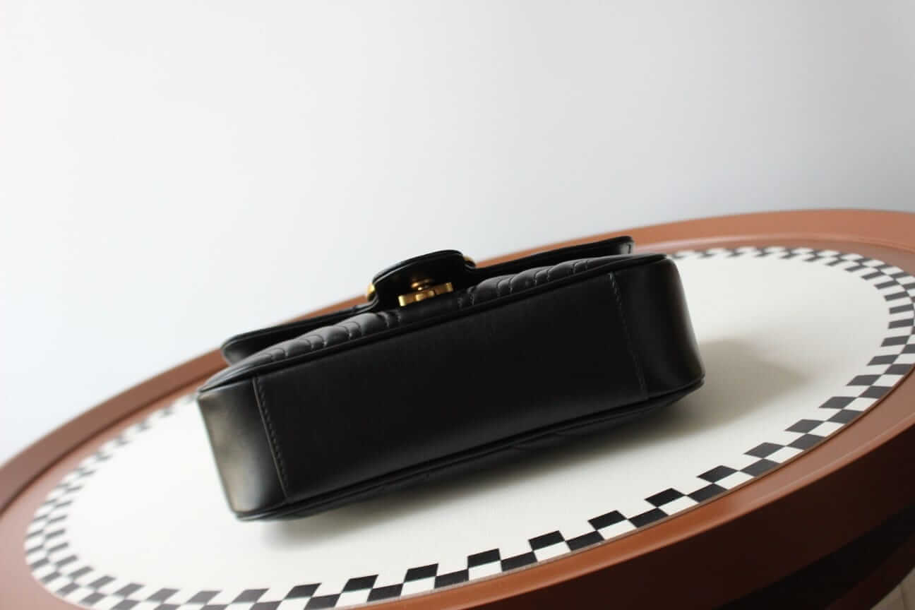 GUCCI GG Marmont Mini Shoulder Bag - Black Leather