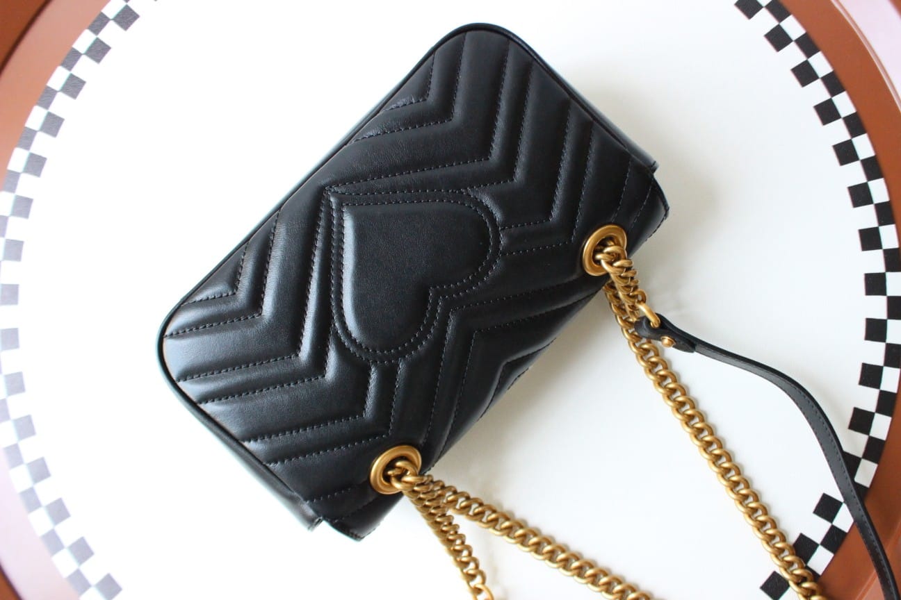 GUCCI GG Marmont Mini Shoulder Bag - Black Leather