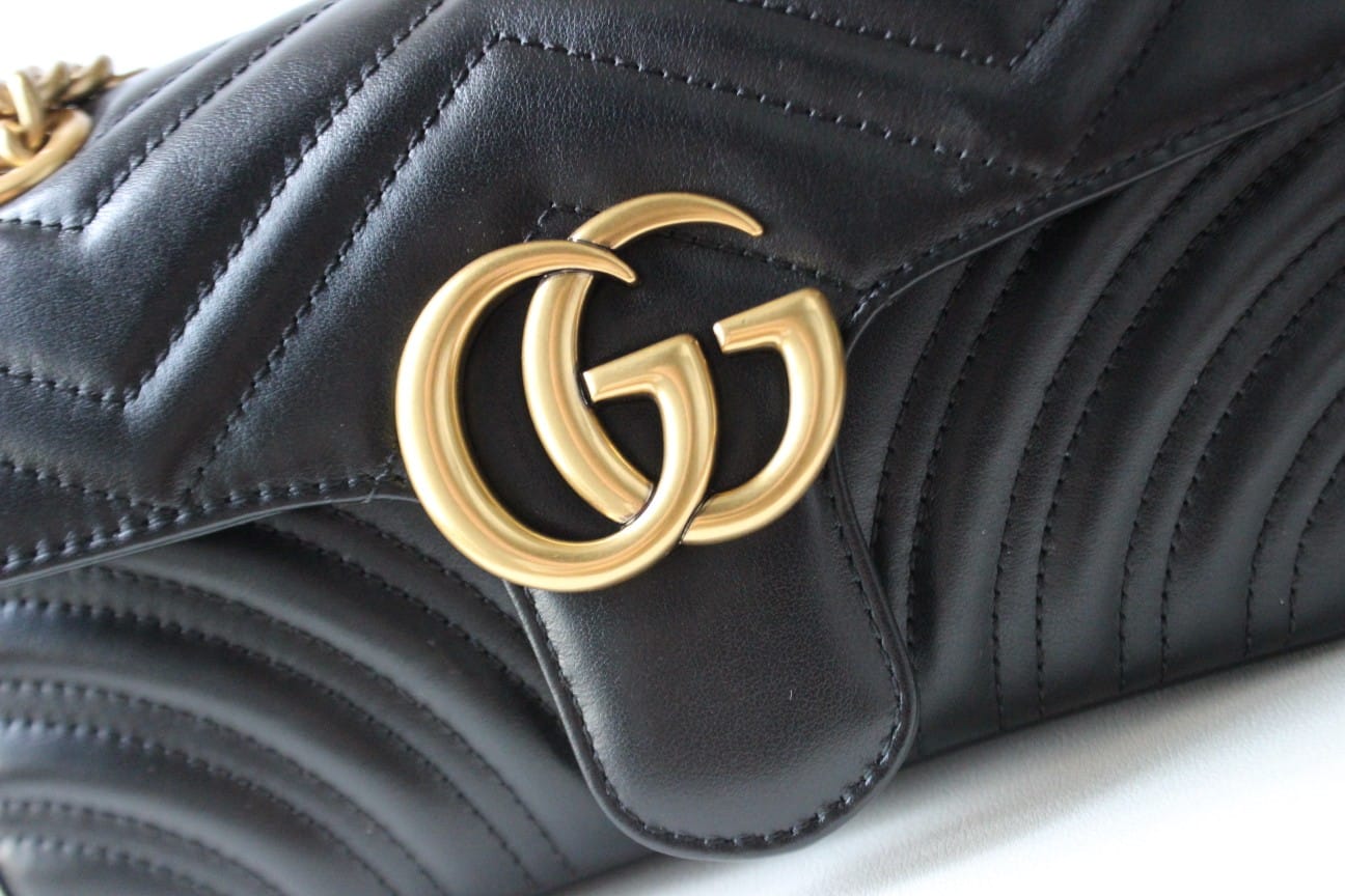 GUCCI GG Marmont Mini Shoulder Bag - Black Leather