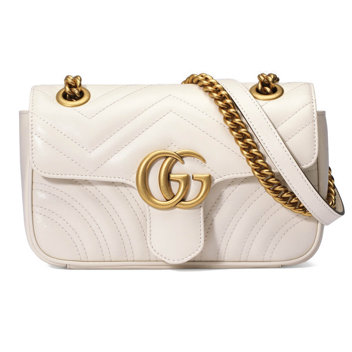 GUCCI GG Marmont Mini Shoulder Bag - White Leather