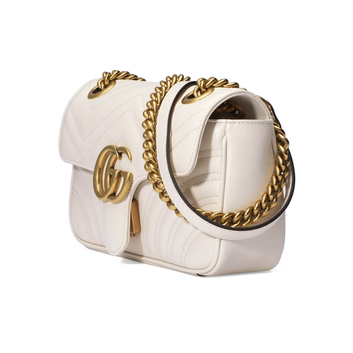 GUCCI GG Marmont Mini Shoulder Bag - White Leather