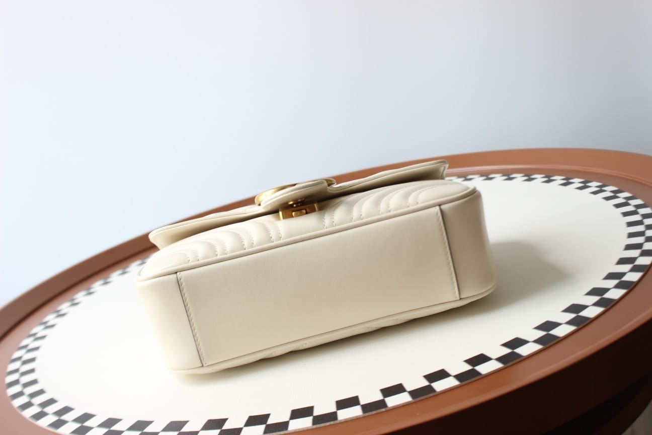 GUCCI GG Marmont Mini Shoulder Bag - White Leather