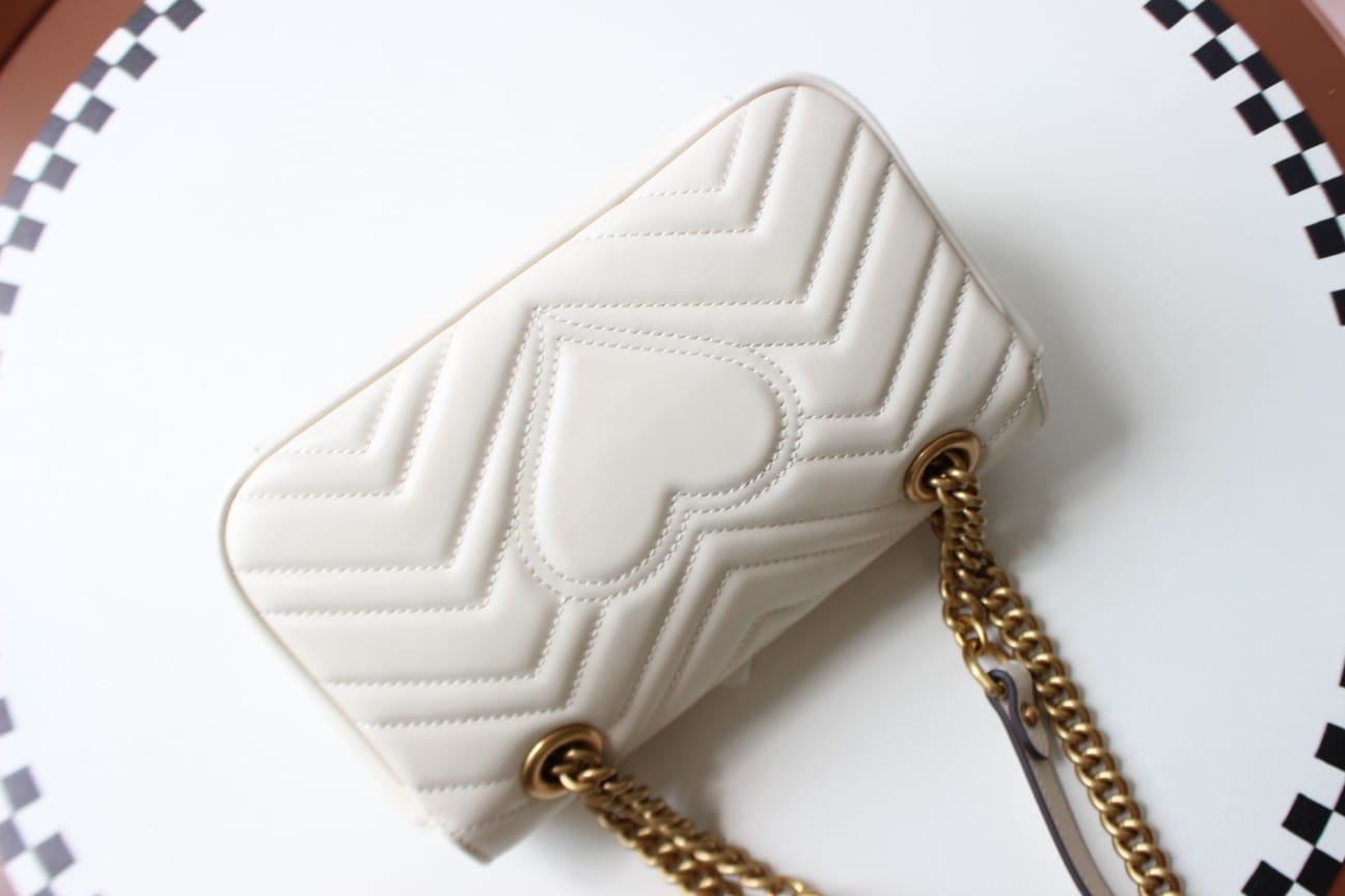 GUCCI GG Marmont Mini Shoulder Bag - White Leather