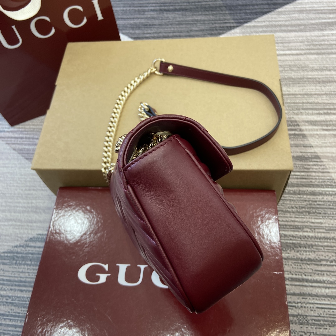 GUCCI GG Marmont Mini Shoulder Bag - Red Leather