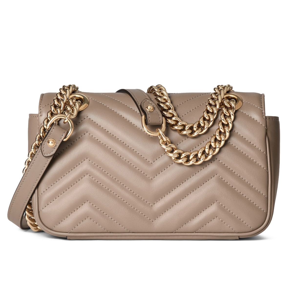 GUCCI GG Marmont Mini Shoulder Bag - Taupe Leather