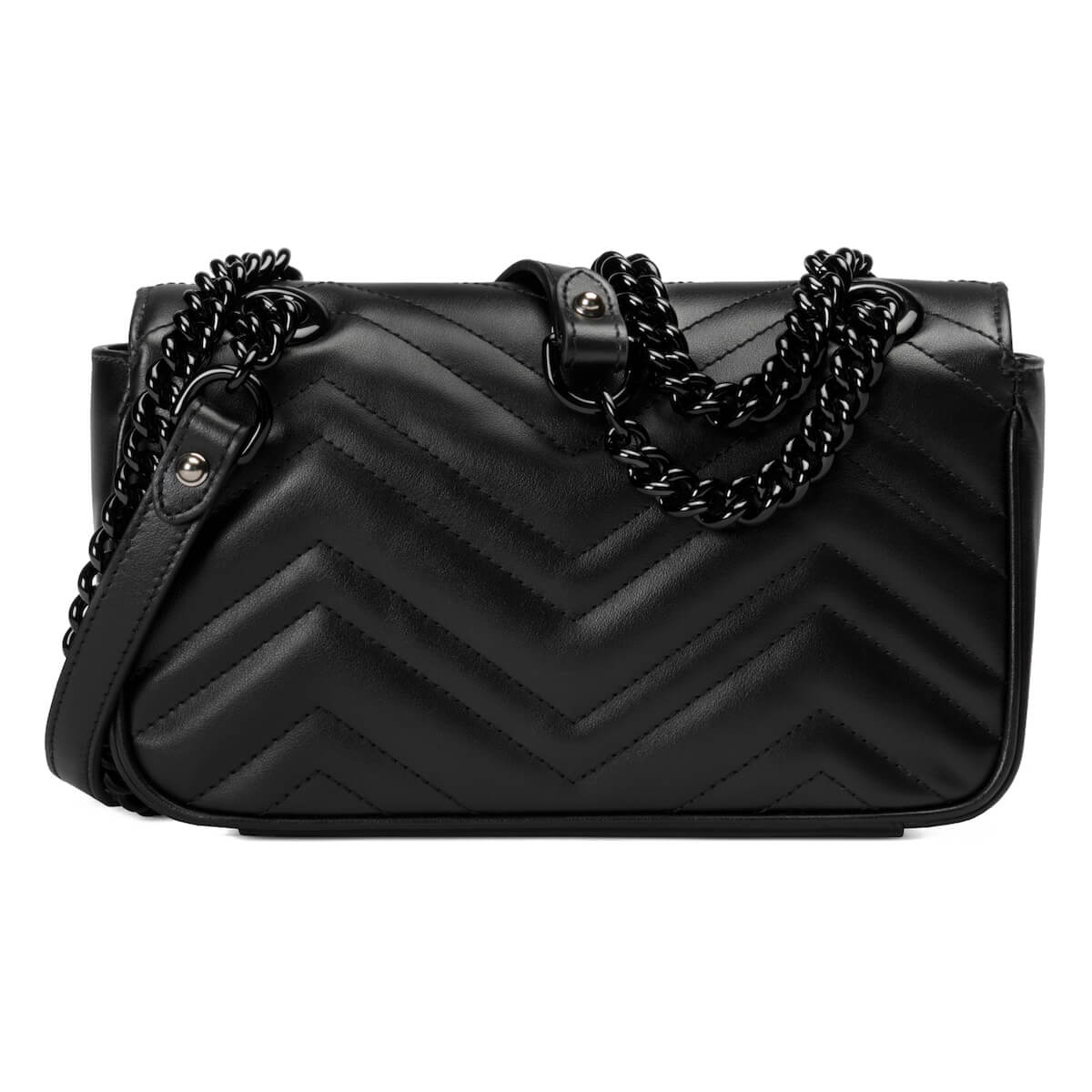 GUCCI GG Marmont Mini Shoulder Bag - Black Leather & Black Hardware