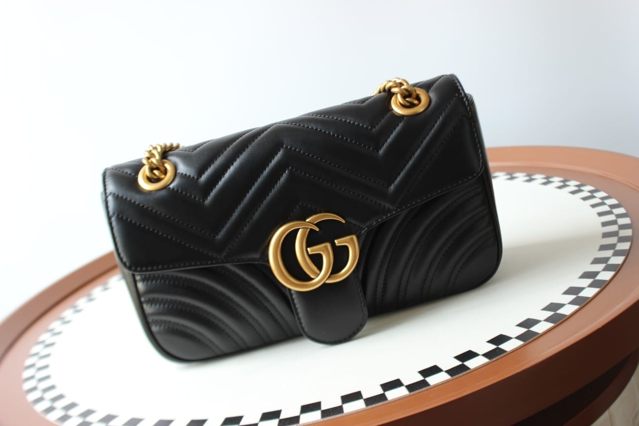 GUCCI GG Marmont Small Shoulder Bag - Black Leather