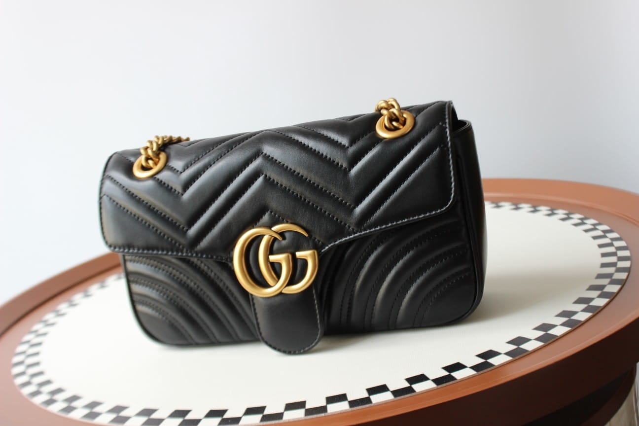 GUCCI GG Marmont Small Shoulder Bag - Black Leather