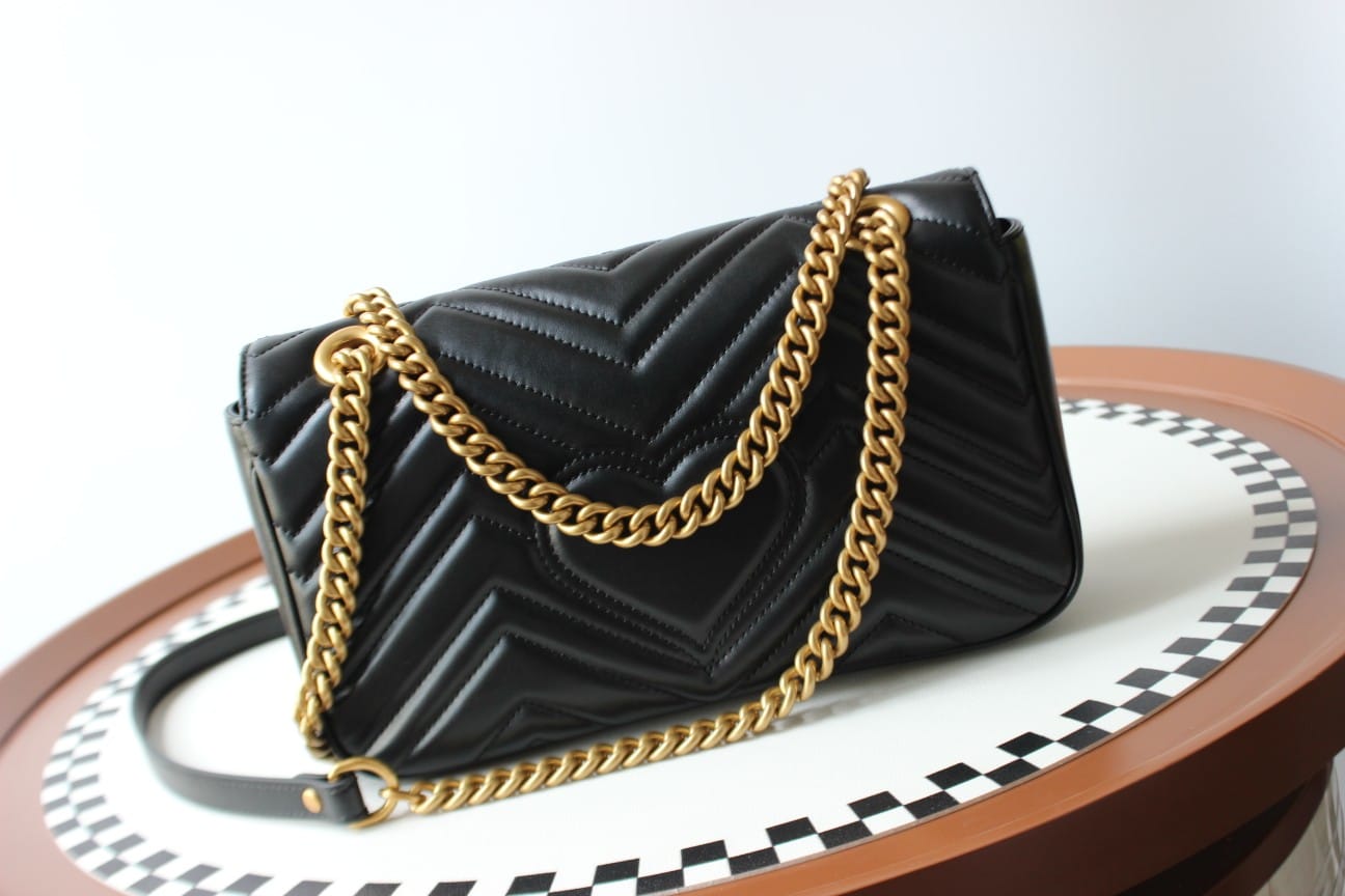 GUCCI GG Marmont Small Shoulder Bag - Black Leather