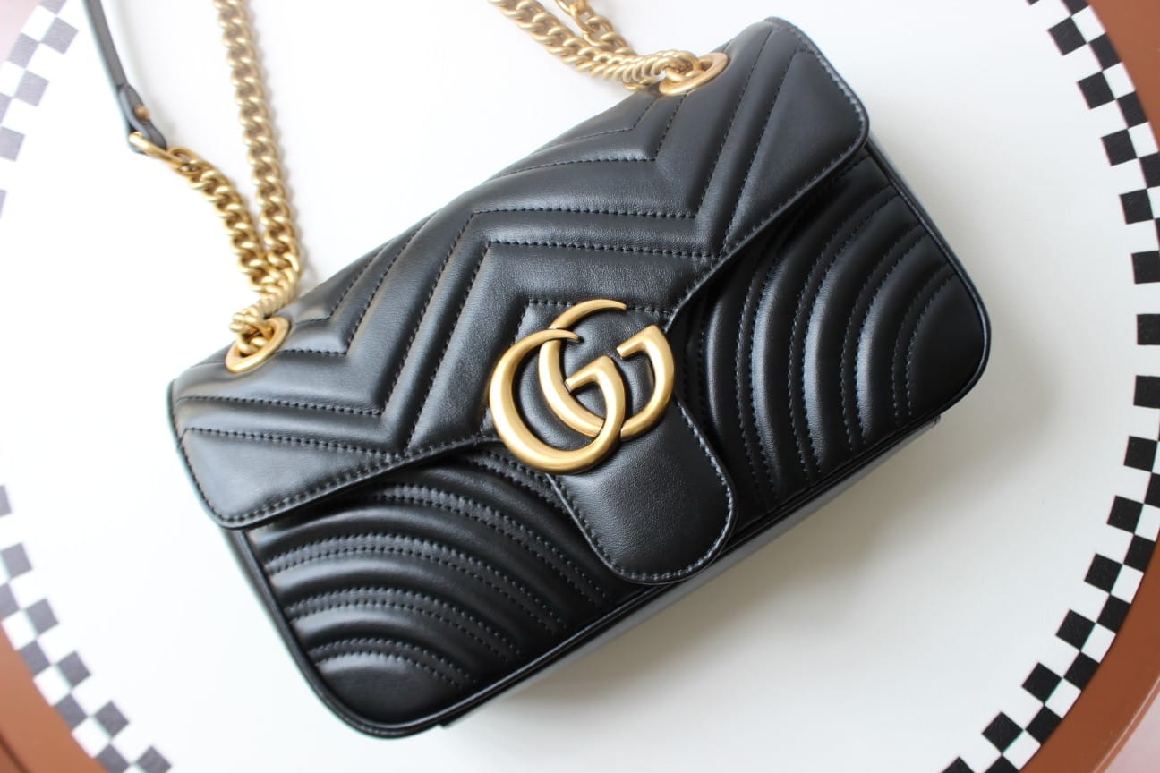 GUCCI GG Marmont Small Shoulder Bag - Black Leather