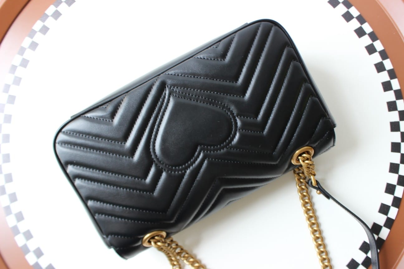 GUCCI GG Marmont Small Shoulder Bag - Black Leather