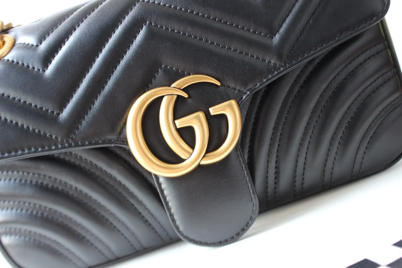 GUCCI GG Marmont Small Shoulder Bag - Black Leather