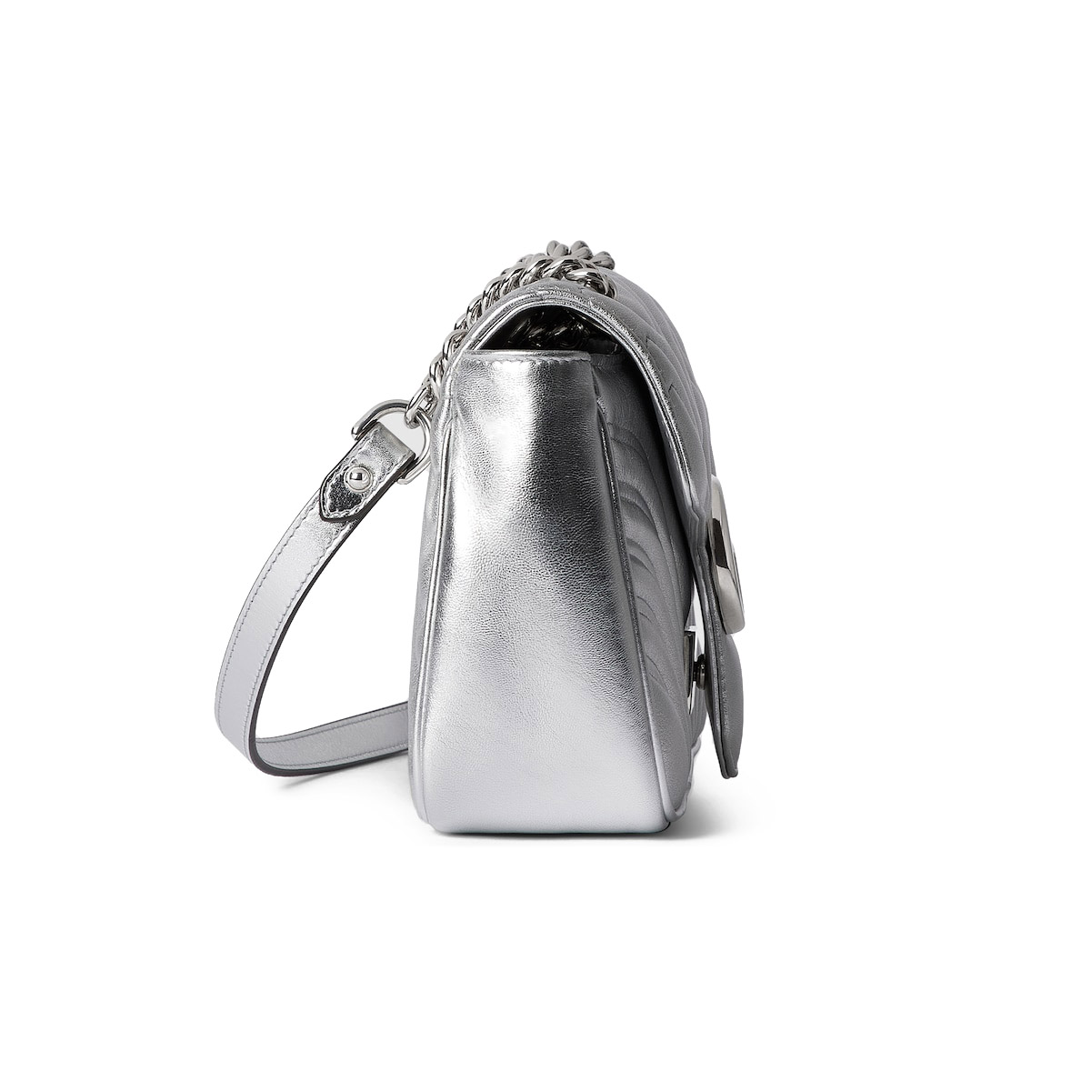 GUCCI GG Marmont Small Shoulder Bag - Silver Leather