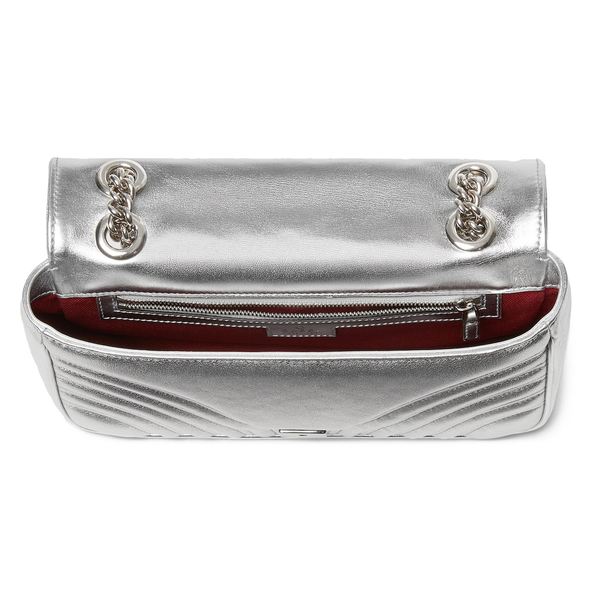 GUCCI GG Marmont Small Shoulder Bag - Silver Leather