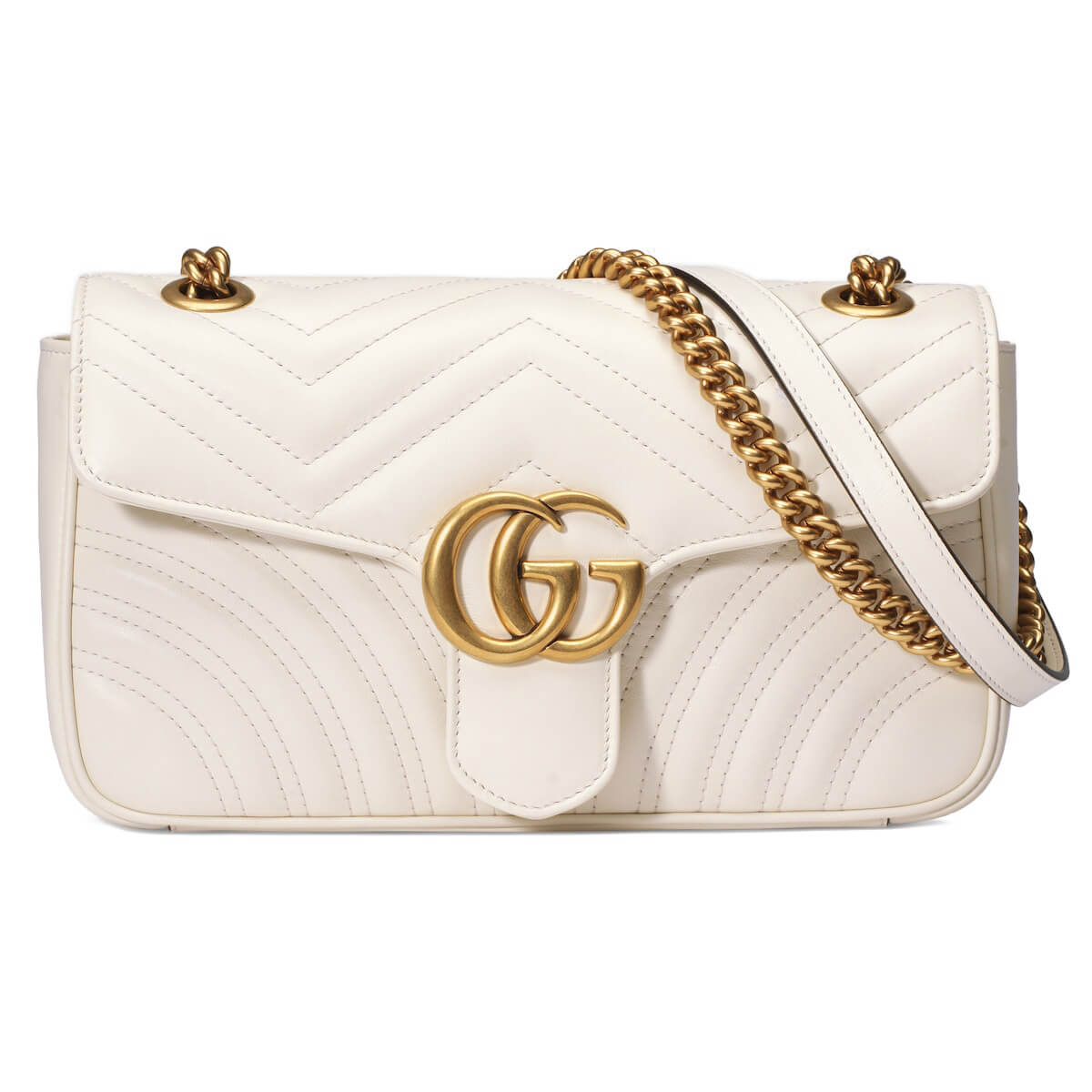 GUCCI GG Marmont Small Shoulder Bag - White Leather