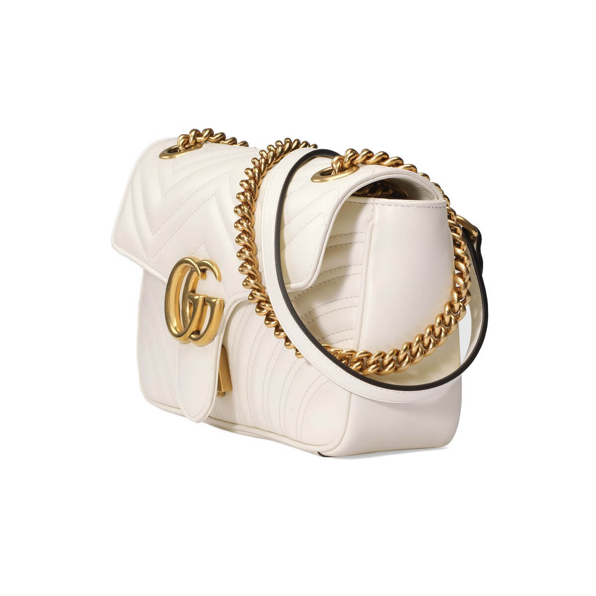 GUCCI GG Marmont Small Shoulder Bag - White Leather