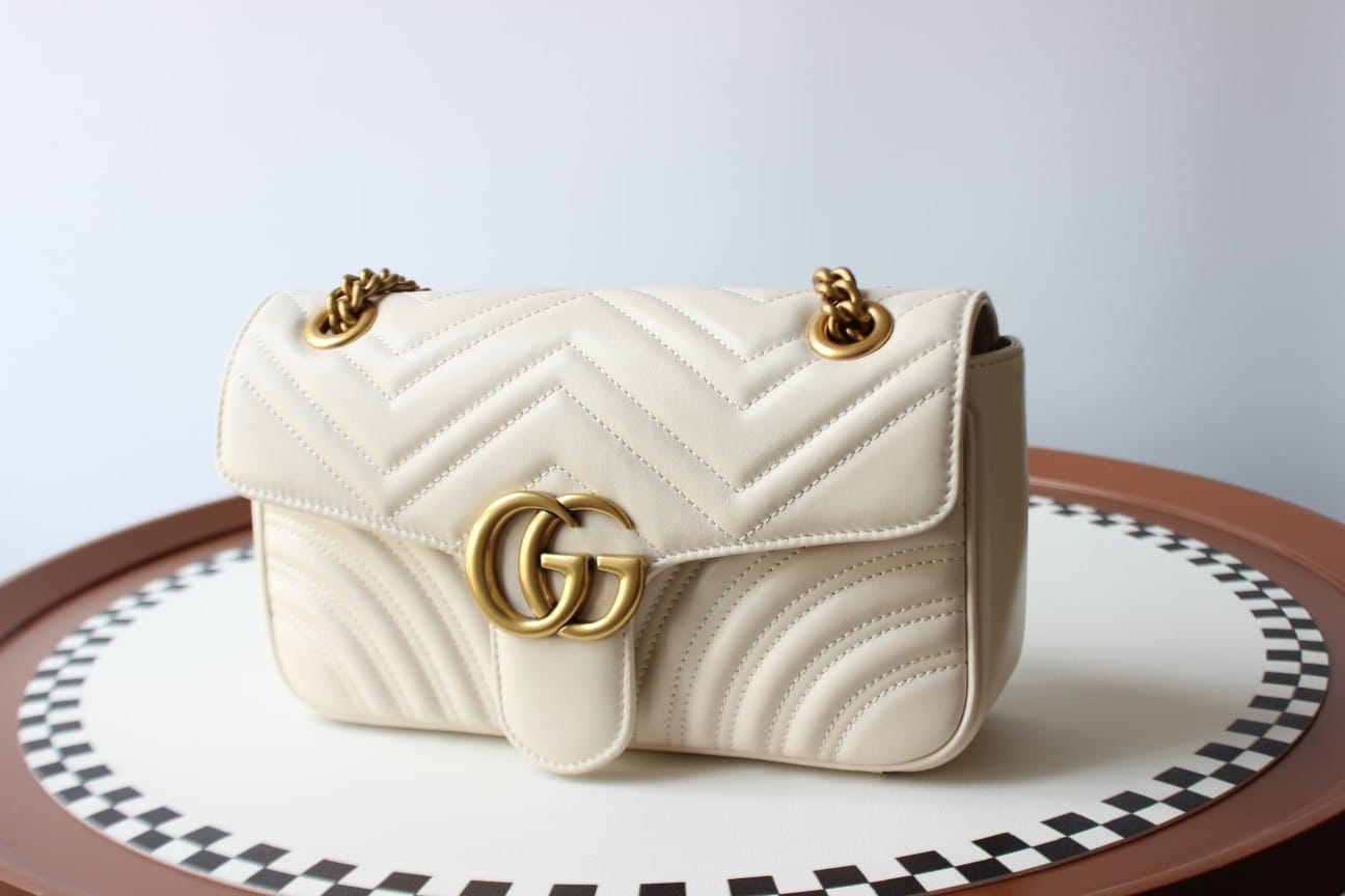 GUCCI GG Marmont Small Shoulder Bag - White Leather