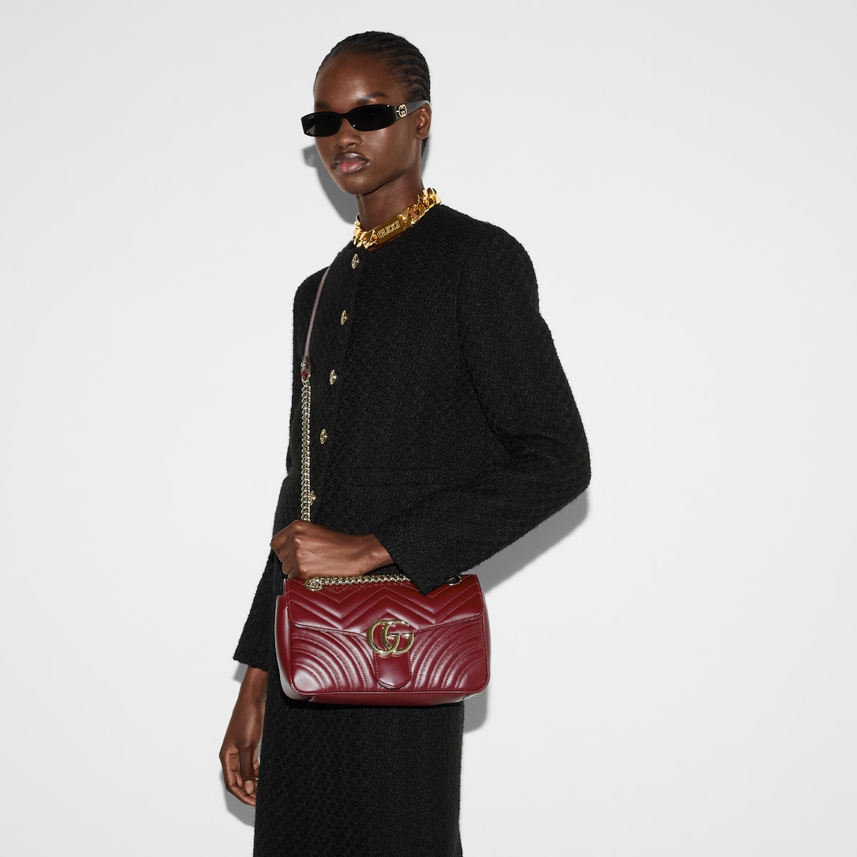 GUCCI GG Marmont Small Shoulder Bag - Red Leather