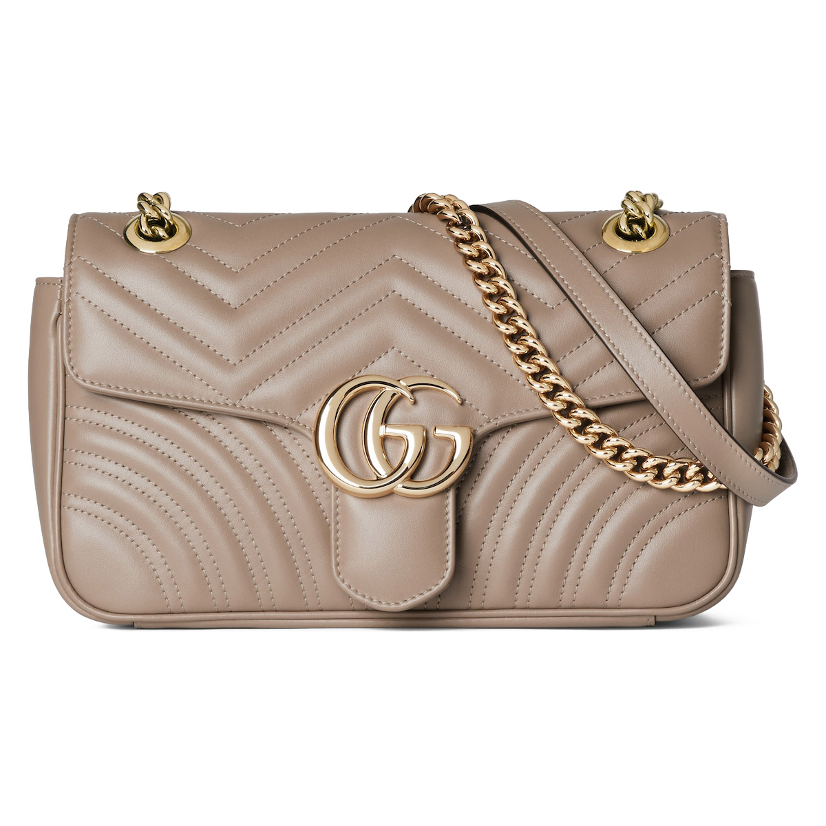 GUCCI GG Marmont Small Shoulder Bag - Taupe Leather