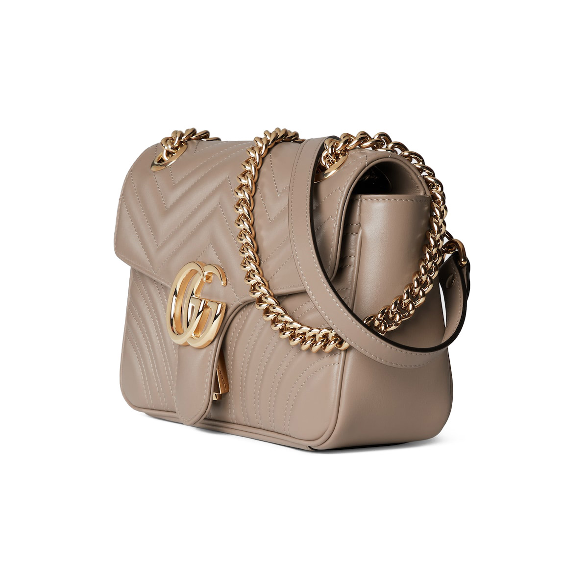 GUCCI GG Marmont Small Shoulder Bag - Taupe Leather