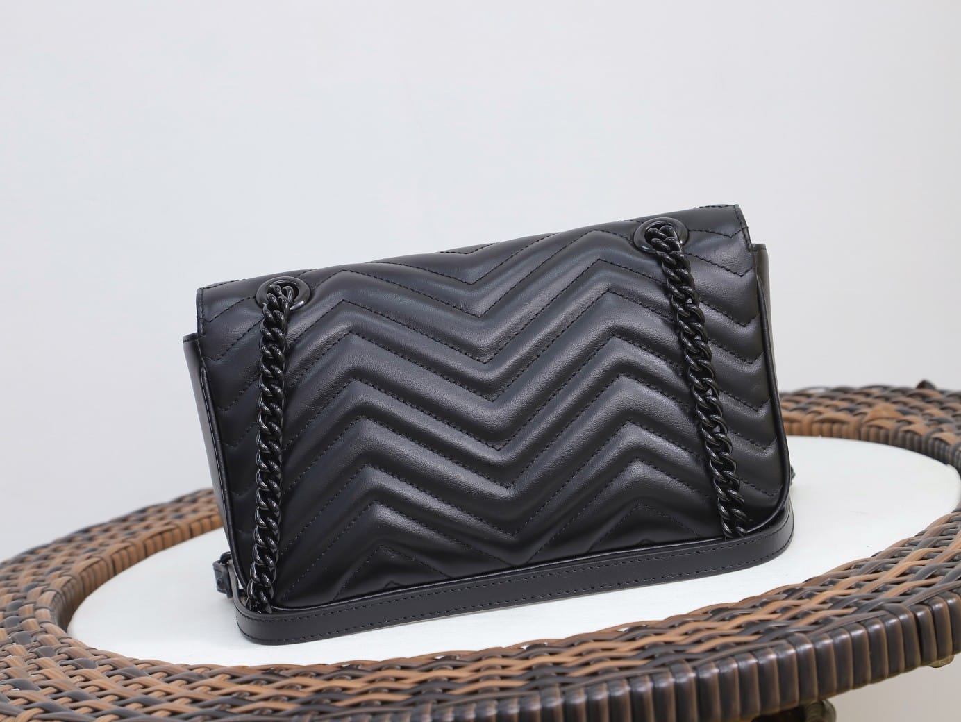 GUCCI GG Marmont Small Shoulder Bag - Black Leather & Black Hardware