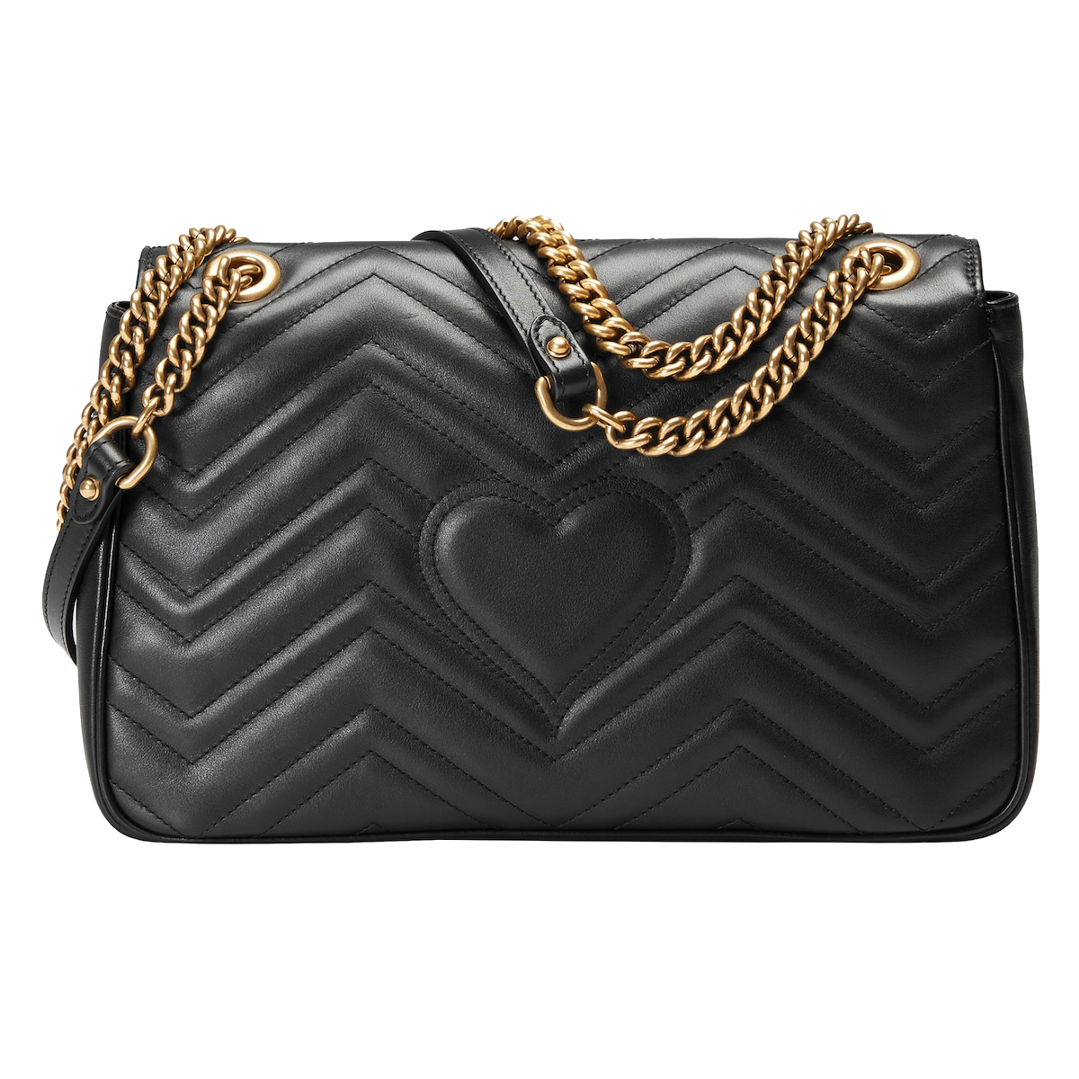 GUCCI GG Marmont Medium Shoulder Bag - Black Leather