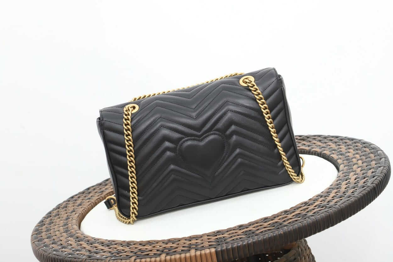 GUCCI GG Marmont Medium Shoulder Bag - Black Leather