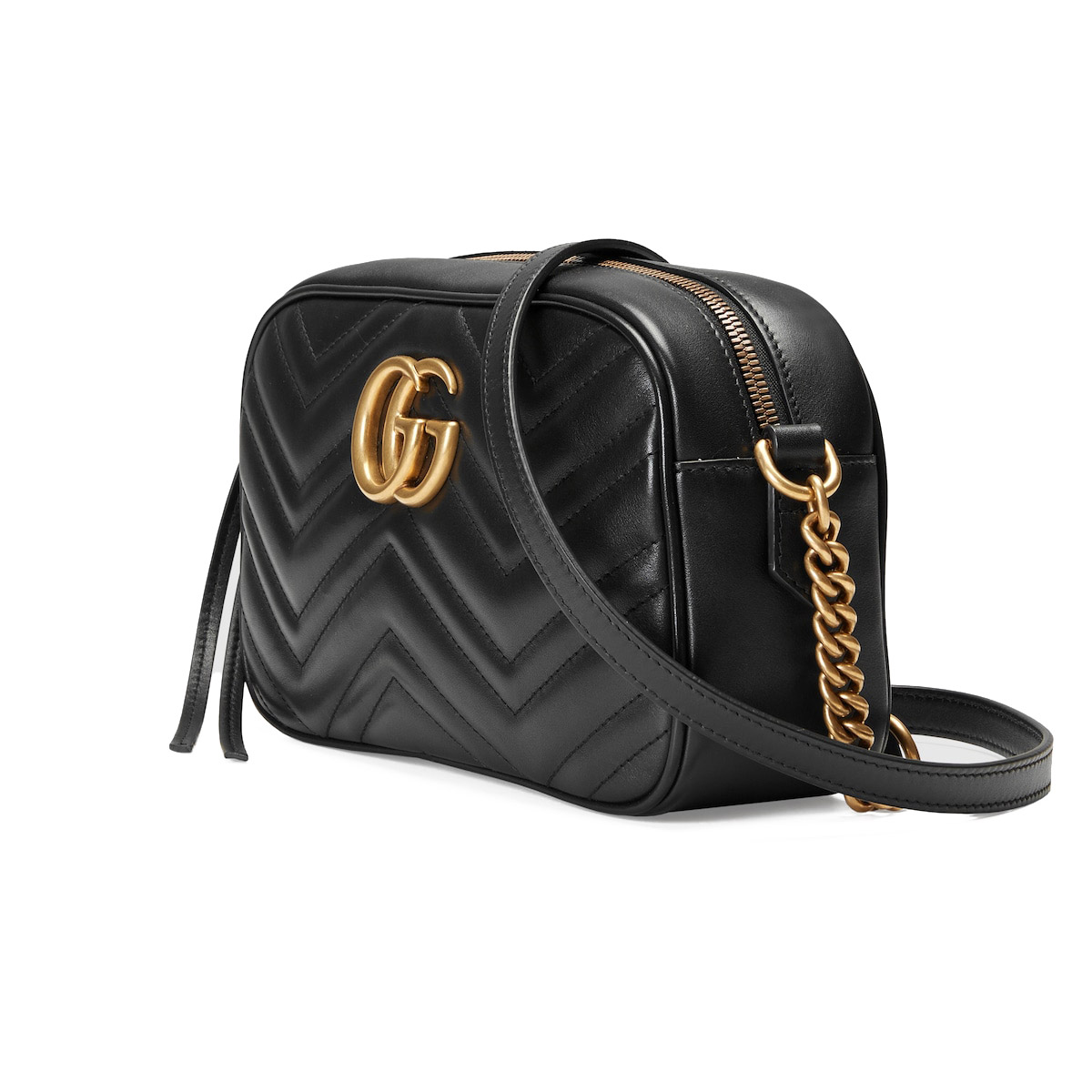 GUCCI GG Marmont Small Camera Shoulder Bag - Black Leather