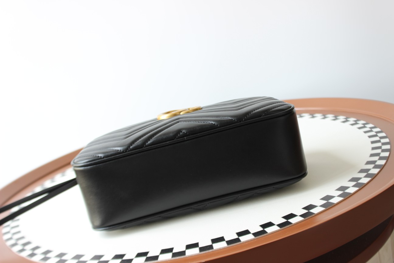 GUCCI GG Marmont Small Camera Shoulder Bag - Black Leather