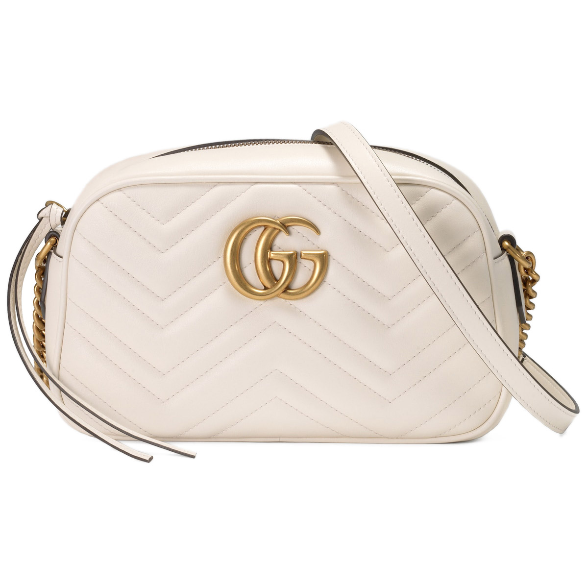 GUCCI GG Marmont Small Camera Shoulder Bag - White Leather