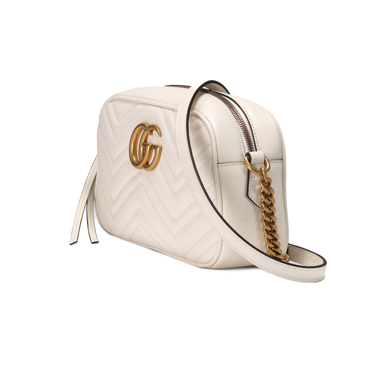 GUCCI GG Marmont Small Camera Shoulder Bag - White Leather