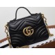 GUCCI GG Marmont Mini Top Handle Bag - Black Leather