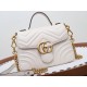 GUCCI GG Marmont Mini Top Handle Bag - White Leather