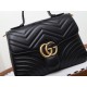 GUCCI GG Marmont Small Top Handle Bag - Black Leather